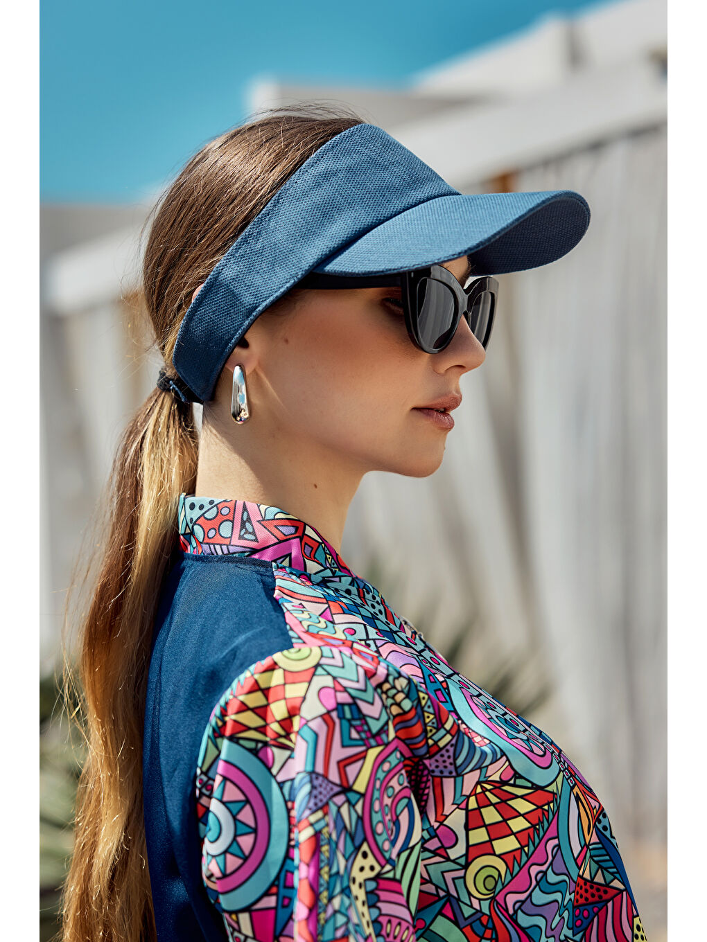 Ayarlanabilir Vizör Tenisçi Golf Şapka Güneş Koruyucu Siperlik RŞ-109 İndigo