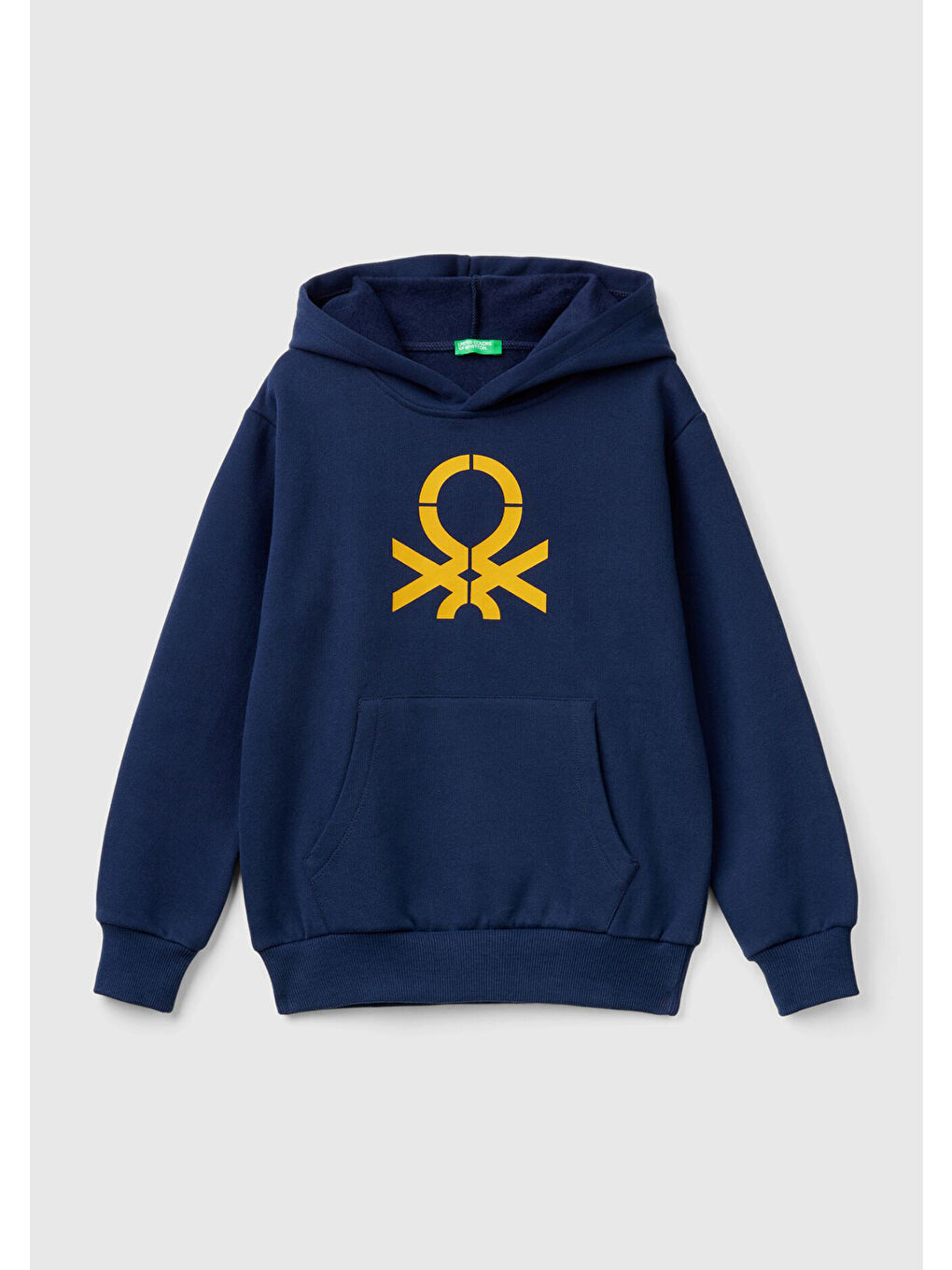 Erkek Çocuk Lacivert Önü Logo Baskılı Kanguru Cepli Kapüşonlu Sweatshirt