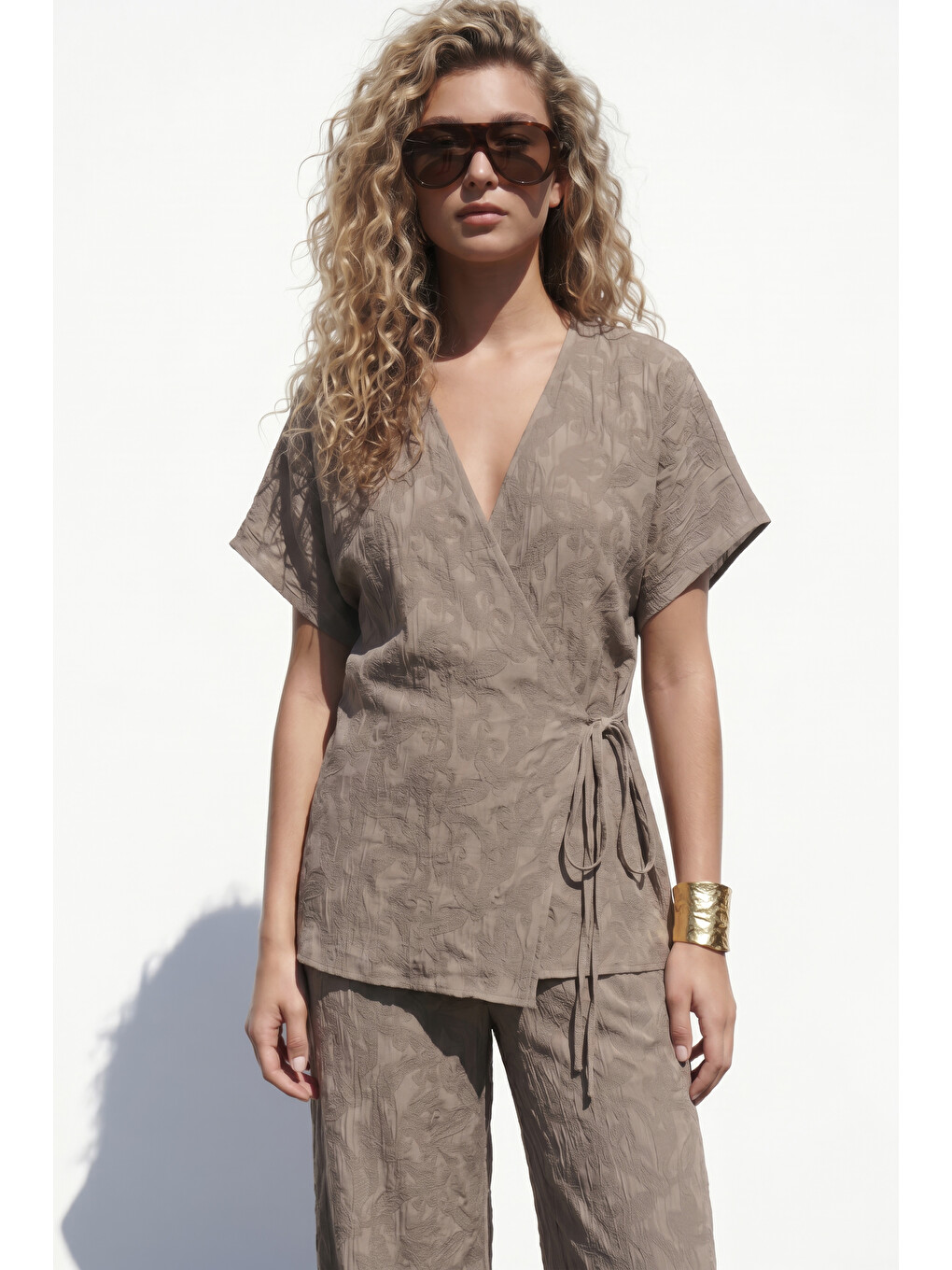 Bej Lily Kimono - Vizon-2