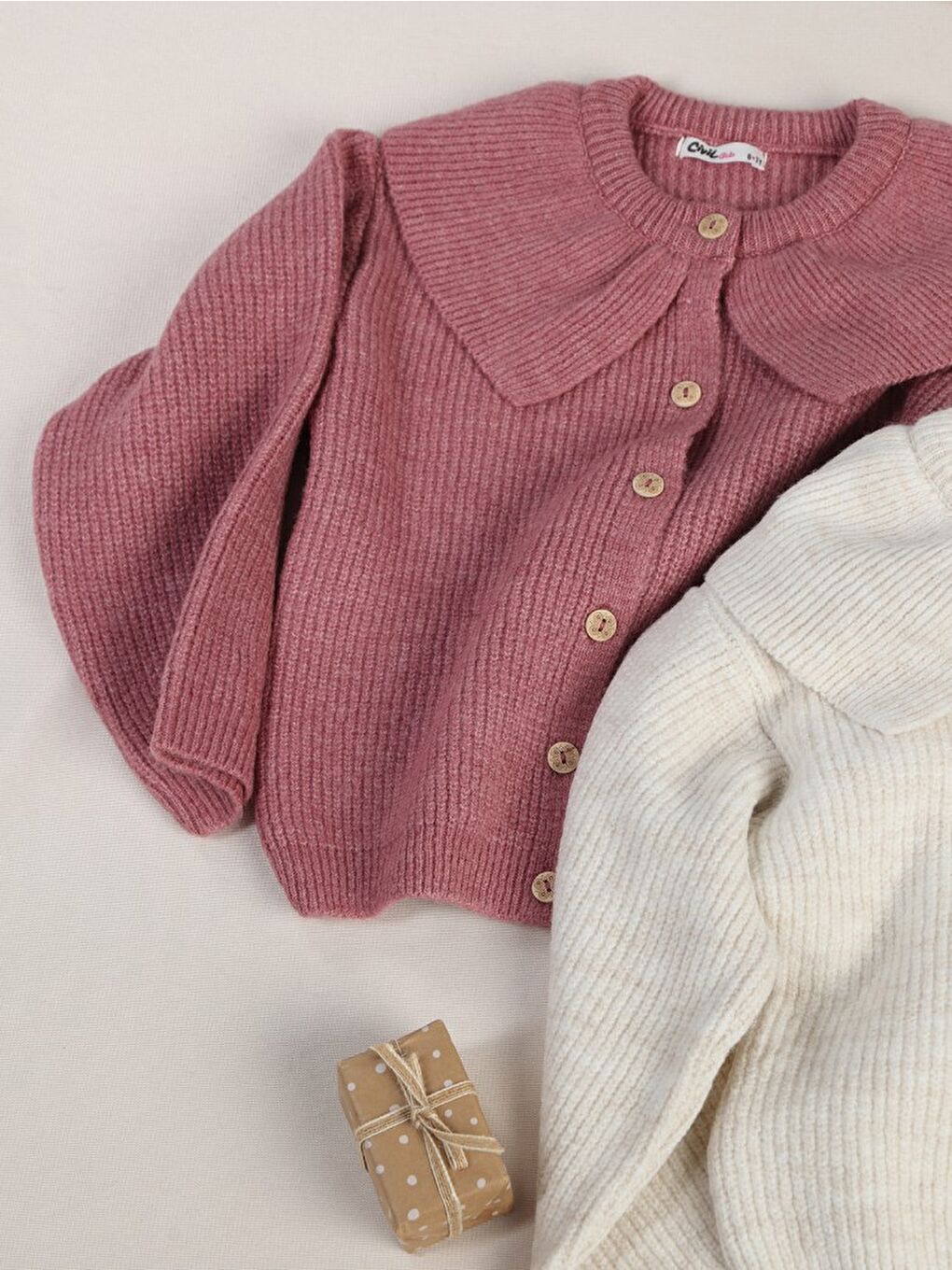 Girls Yakalı 6-9 Yaş Hırka - Pembe 8-9 Yaş-2