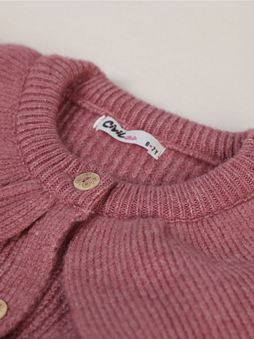 Girls Yakalı 6-9 Yaş Hırka - Pembe 8-9 Yaş-3
