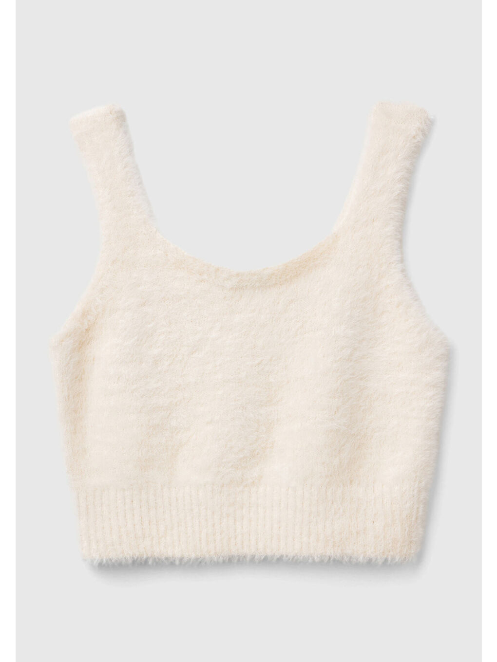 Kız Çocuk Ekru Kalın Askılı Etek Ucu Ribanalı Kolsuz Üst