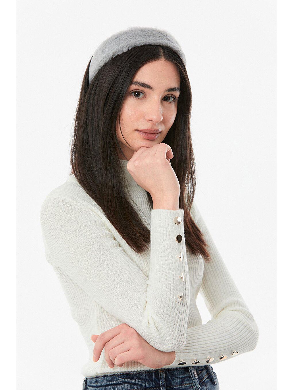 Gri Basic Pelüş Taç-2