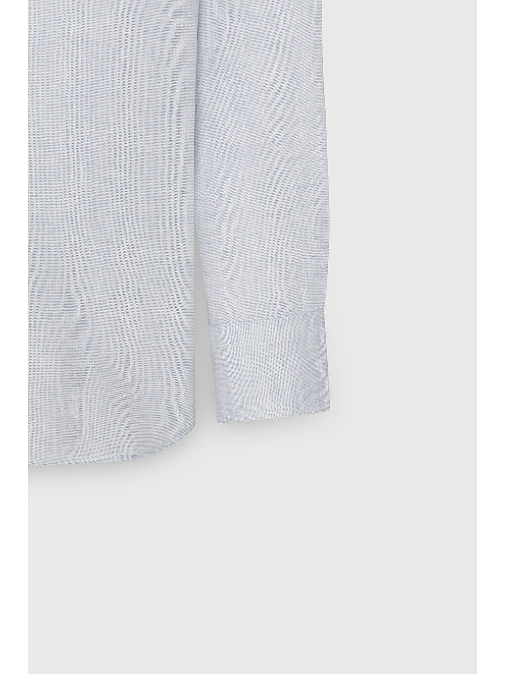 Erkek Mavi Dar Kesim Düğmeli Yaka Keten Görünümlü %100 Pamuk Flamlı Gömlek-8