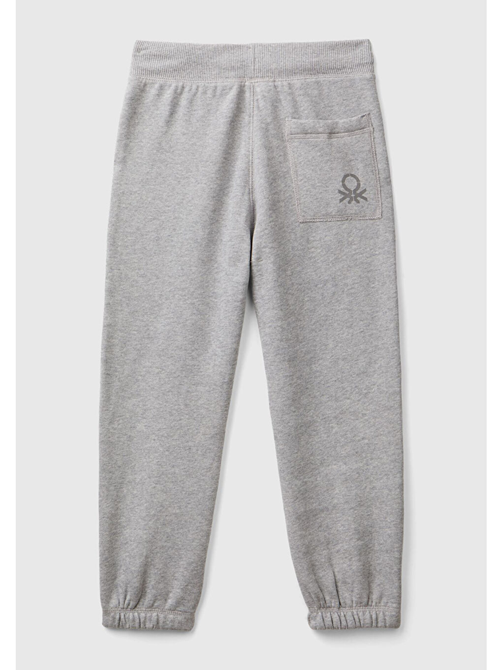 Erkek Çocuk Gri Melanj Sağ Arka Cebi Logolu Beli Lastikli Büzgü İpli Eşofman Altı-1