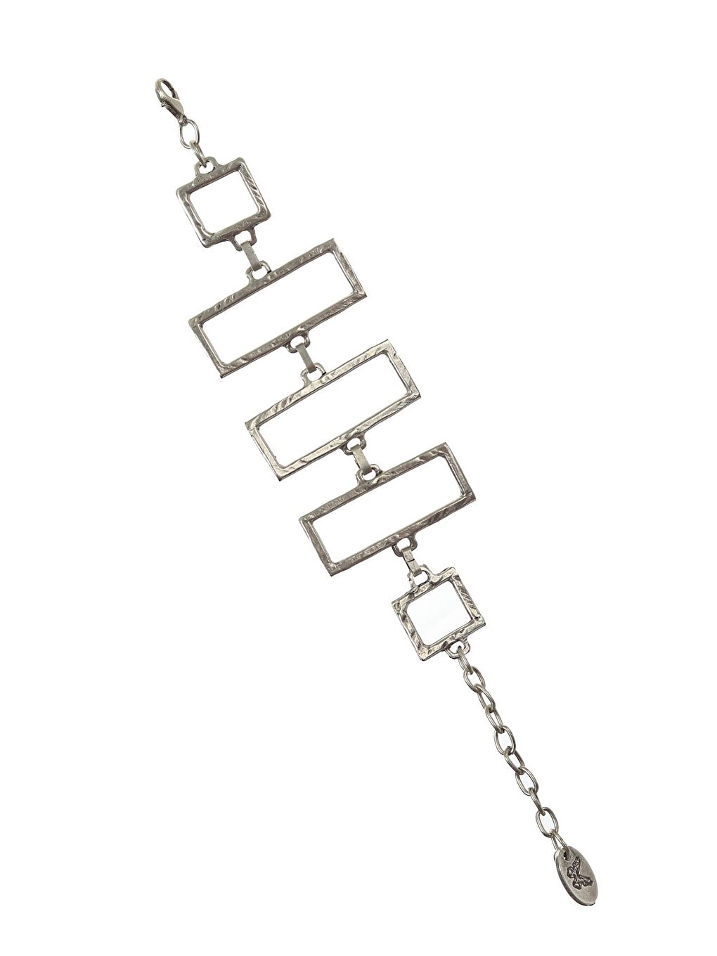 Gri Kadın Antik Gümüş Kaplama Dövülmüş Dokulu Geometrik Kolye & Bileklik Set-1