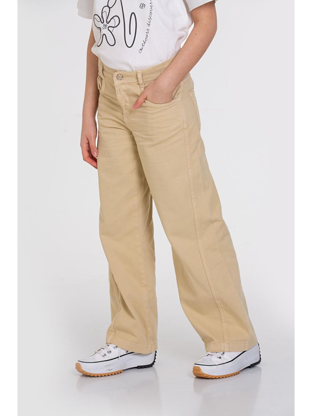 Bej Bol Paça Gabardin 4-12 Yaş Pantolon - 23344-1