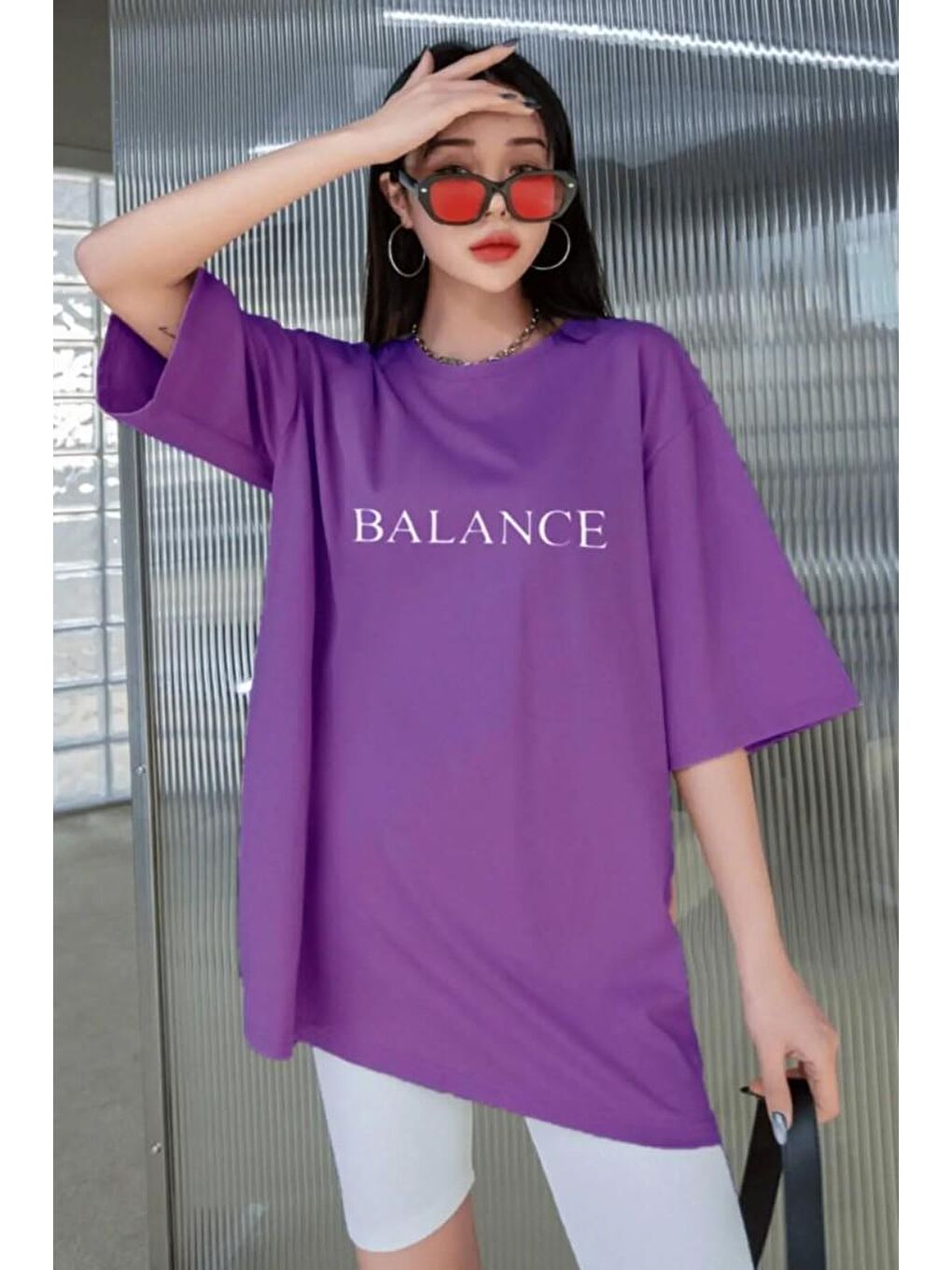 Mor Balance Baskılı Tişört