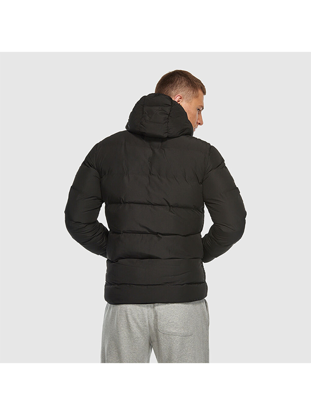 3328 Erkek Siyah Kapüşonlu Şişme Mont-2