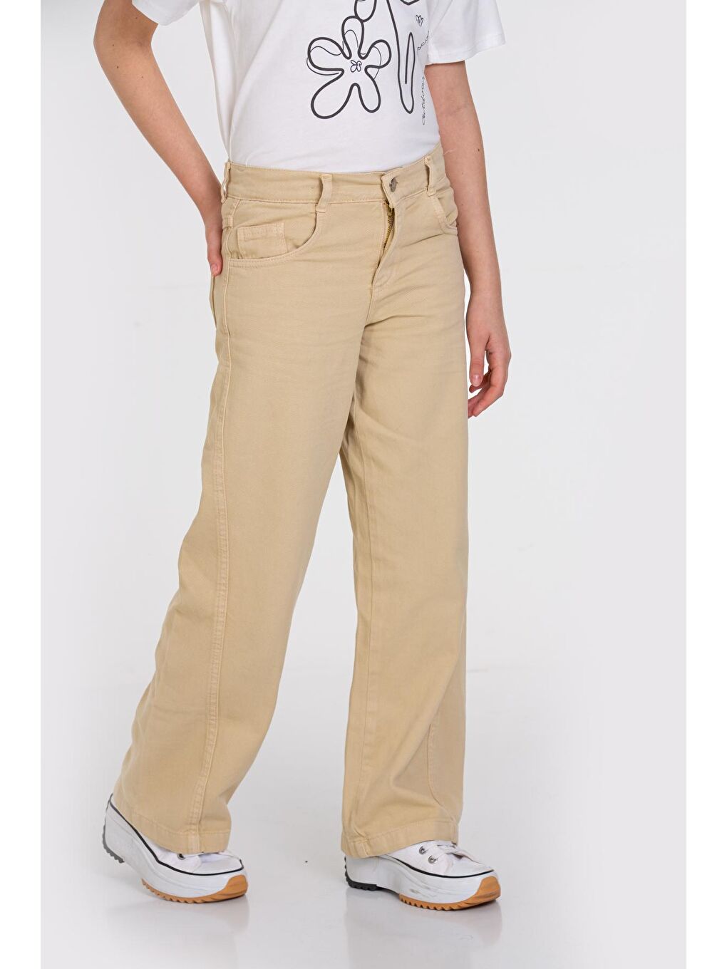 Bej Bol Paça Gabardin 4-12 Yaş Pantolon - 23344-1-3