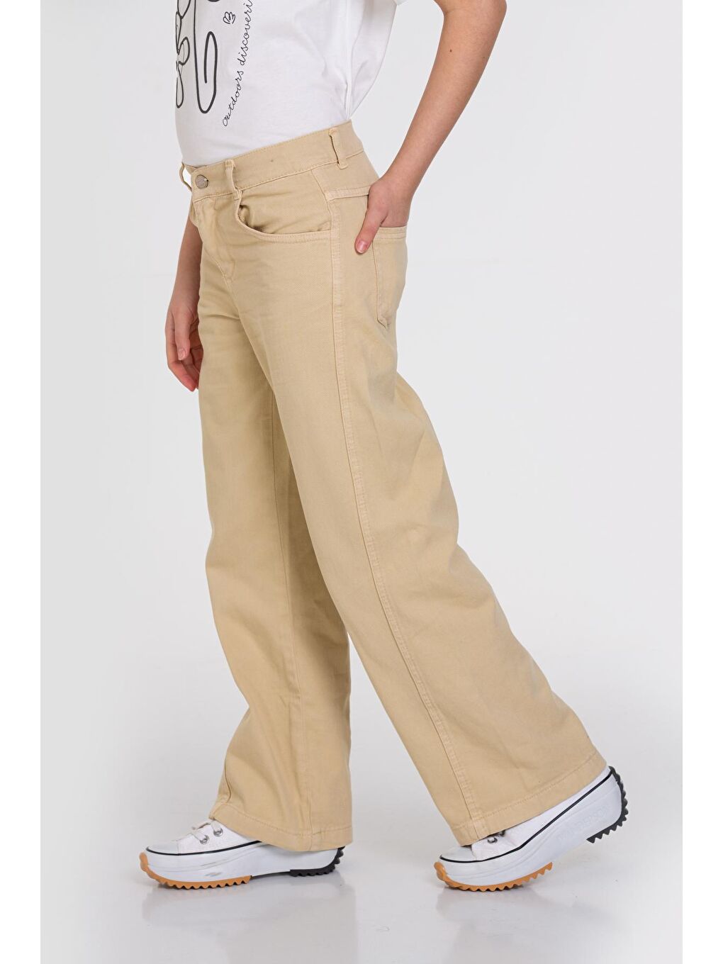 Bej Bol Paça Gabardin 4-12 Yaş Pantolon - 23344-1-4