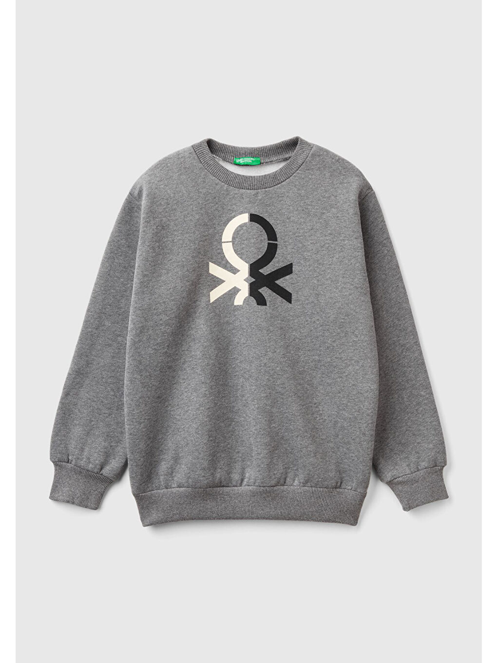 Erkek Çocuk Antrasit Melanj Önü Logo Baskılı Ribanalı Sweatshirt