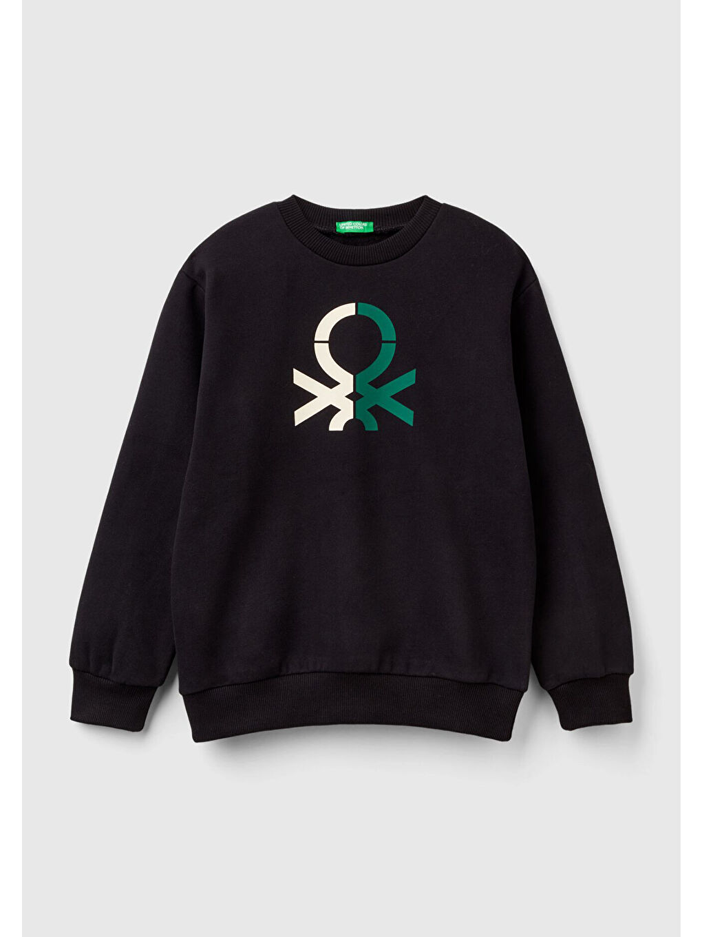 Erkek Çocuk Siyah Önü Logo Baskılı Ribanalı Sweatshirt