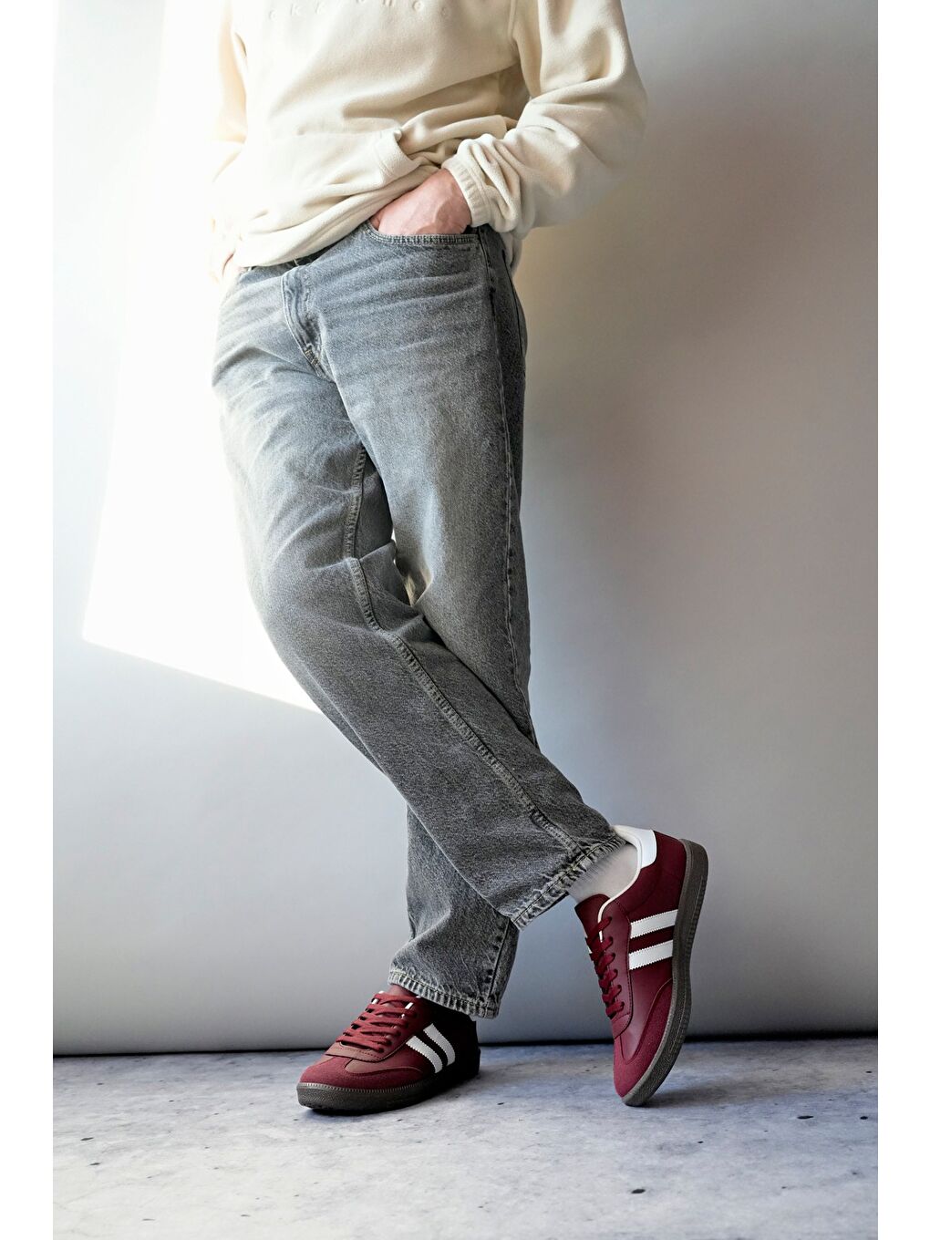 Bordo GORDON Unisex Ortopedik Günlük Bağcıklı Yürüyüş Koşu Sneaker Spor Ayakkabı-5