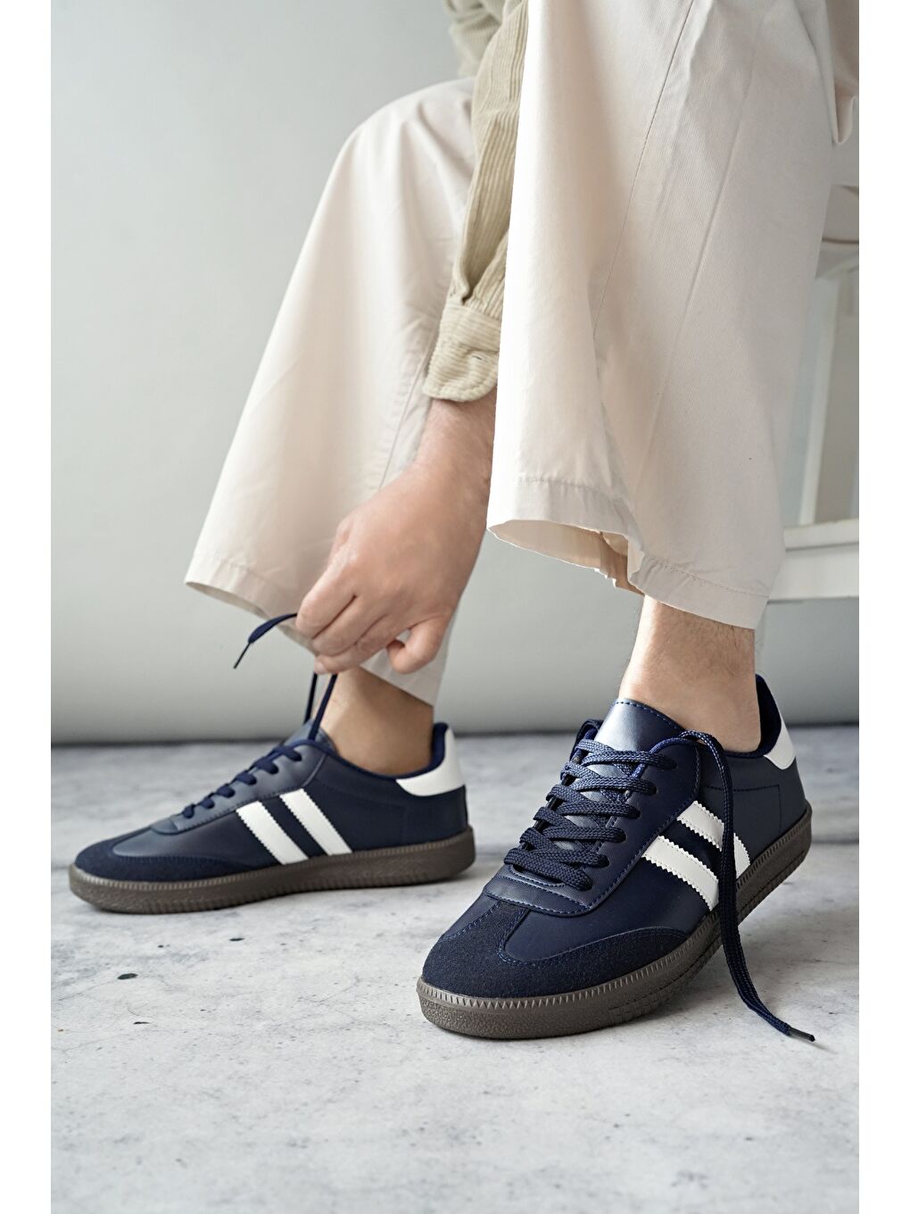 Lacivert GORDON Unisex Ortopedik Günlük Bağcıklı Yürüyüş Koşu Sneaker Spor Ayakkabı-1