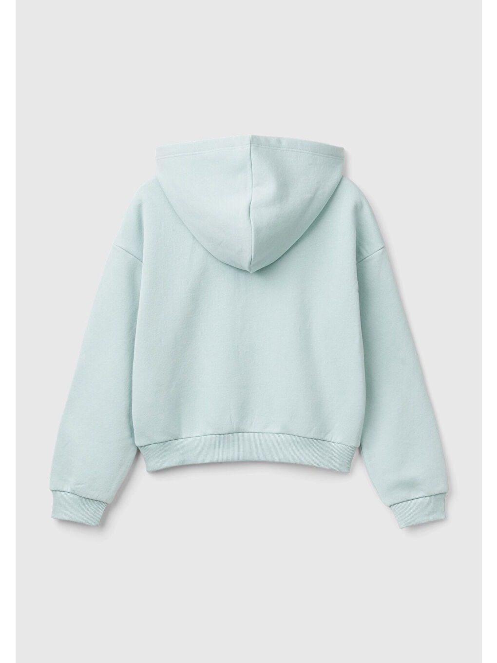 United Colors Of Benetton Turkuaz Kız Çocuk Su Yeşili Pamuk Karışımlı Payet Logolu Kapüşonlu Sweatshirt - 1