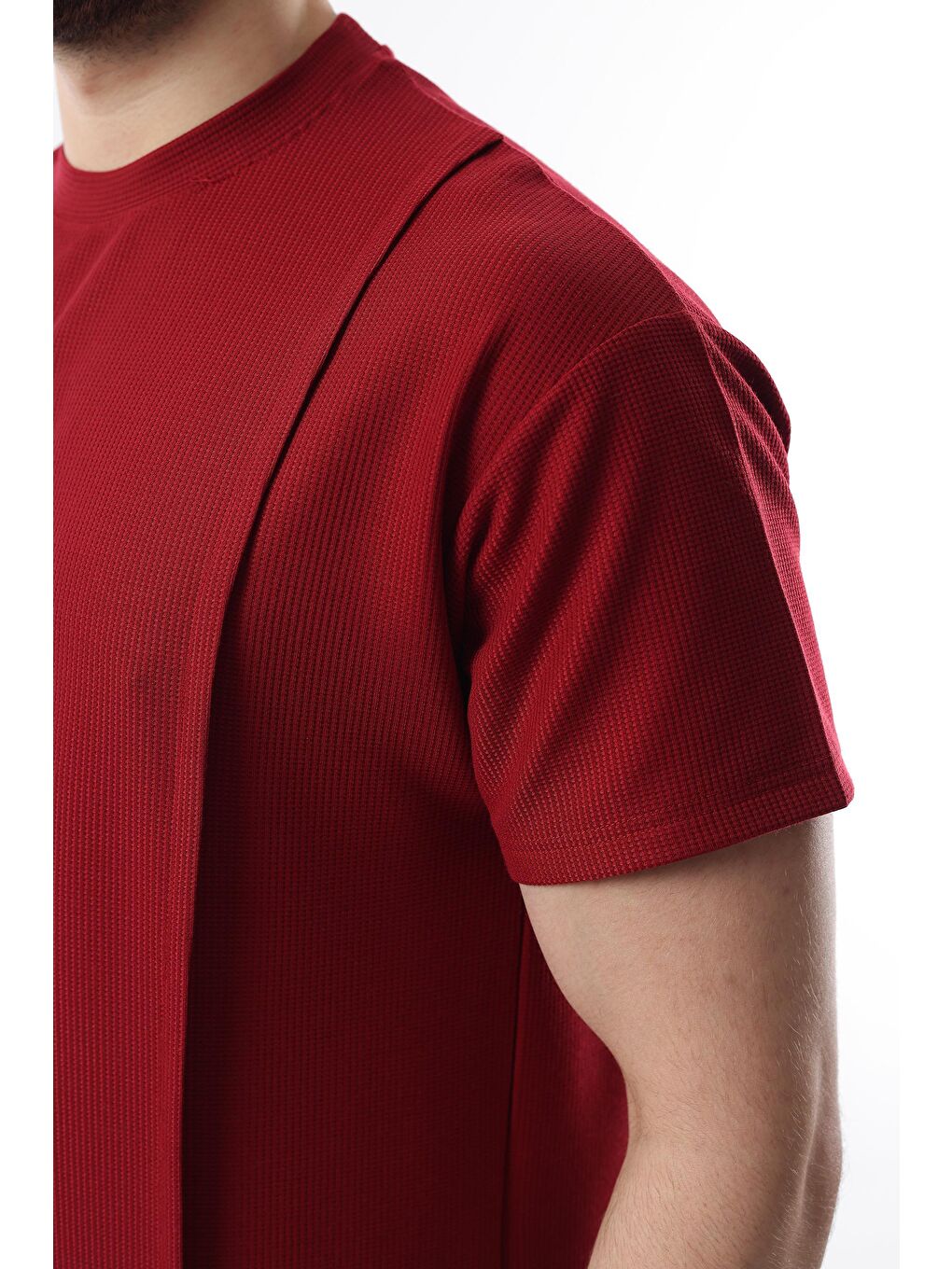 Bordo Önü Pileli Overfit Erkek Takım E7304-4