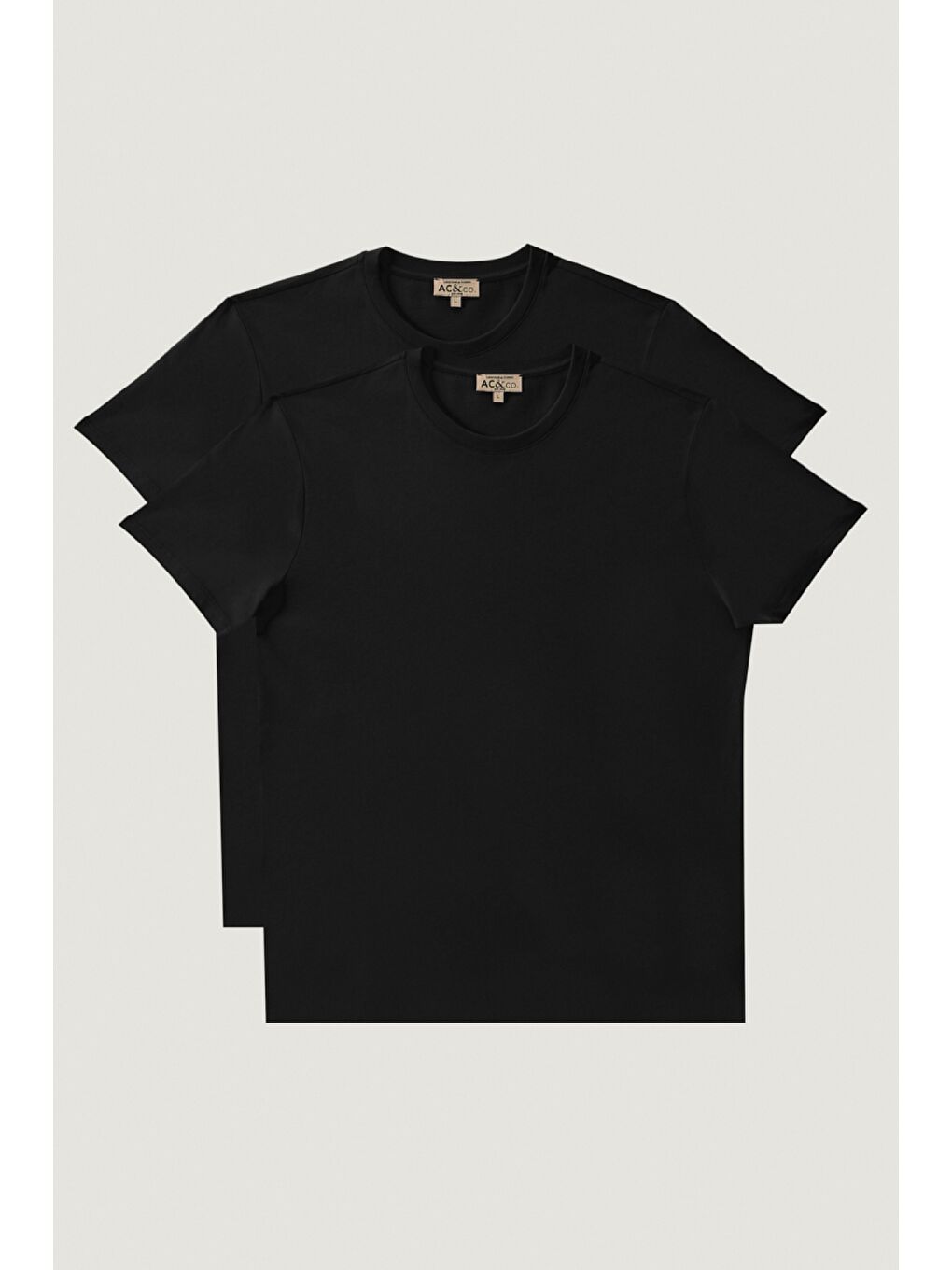 Erkek Siyah-Siyah Slim Fit Bisiklet Yaka 2'li Düz Tişört Paketi