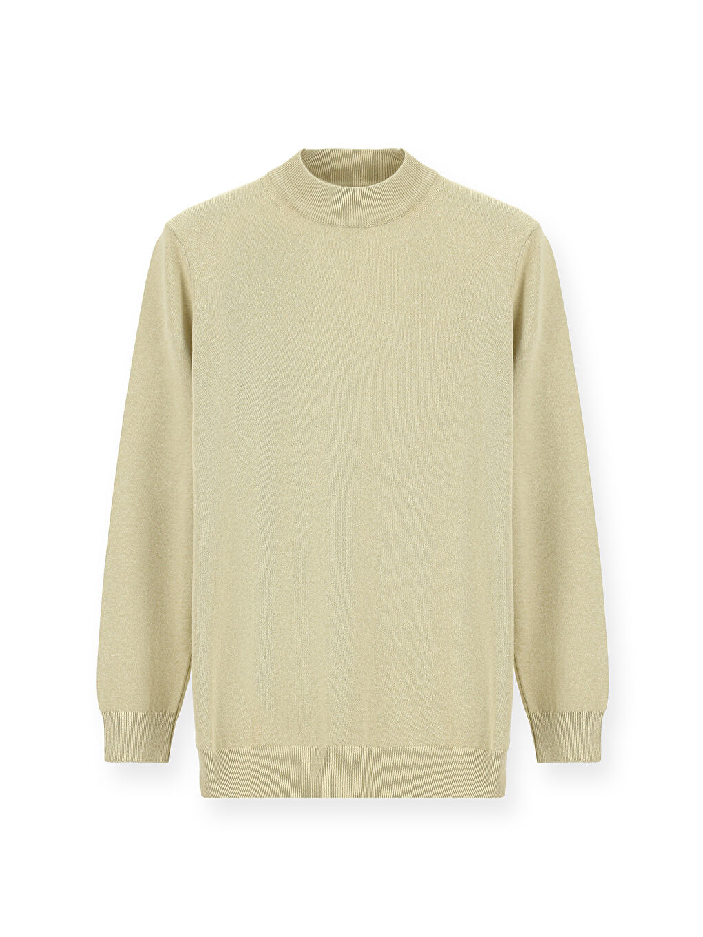 Bej Bato Yaka Regular Fit Pamuklu Triko Büyük Beden Kazak-2