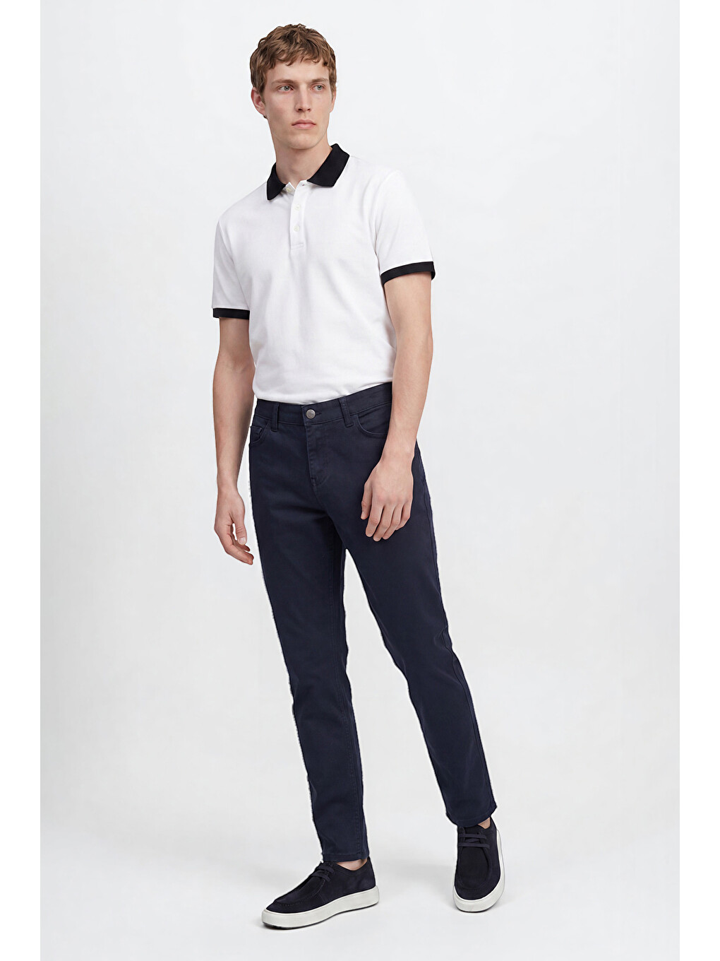 Erkek Lacivert Pamuklu Slim Fit Dar Kesim 5 Cepli Esnek Casual Pantolon-2