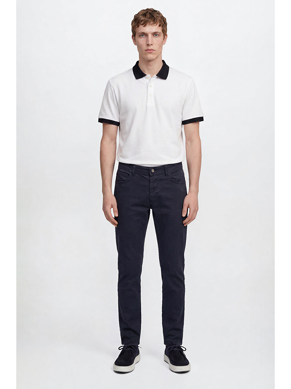 Erkek Lacivert Pamuklu Slim Fit Dar Kesim 5 Cepli Esnek Casual Pantolon-3