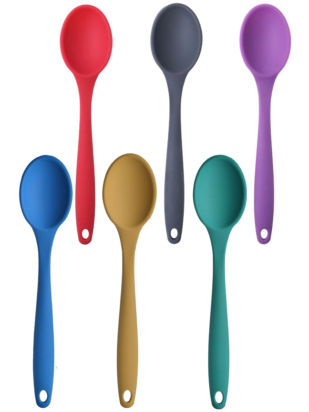 Karışık Büyük Boy Yanmaz Silikon Kaşık Seti 6 Adet-1