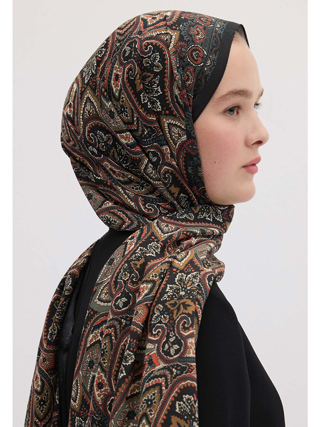 Vıntage Echo Desen Şal Siyah-2