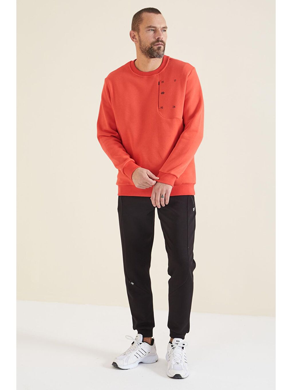 TOMMYLIFE Kırmızı Fiesta Gizli Cep Detaylı Erkek Sweatshirt - 88292 - 2