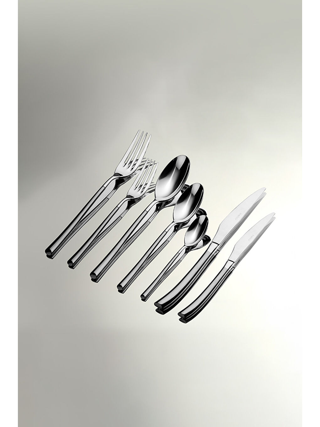 Gri Elegance Saten 12 Kişilik 84 Parça Deri Kutulu Çatal Kaşık Bıçak Takımı-1