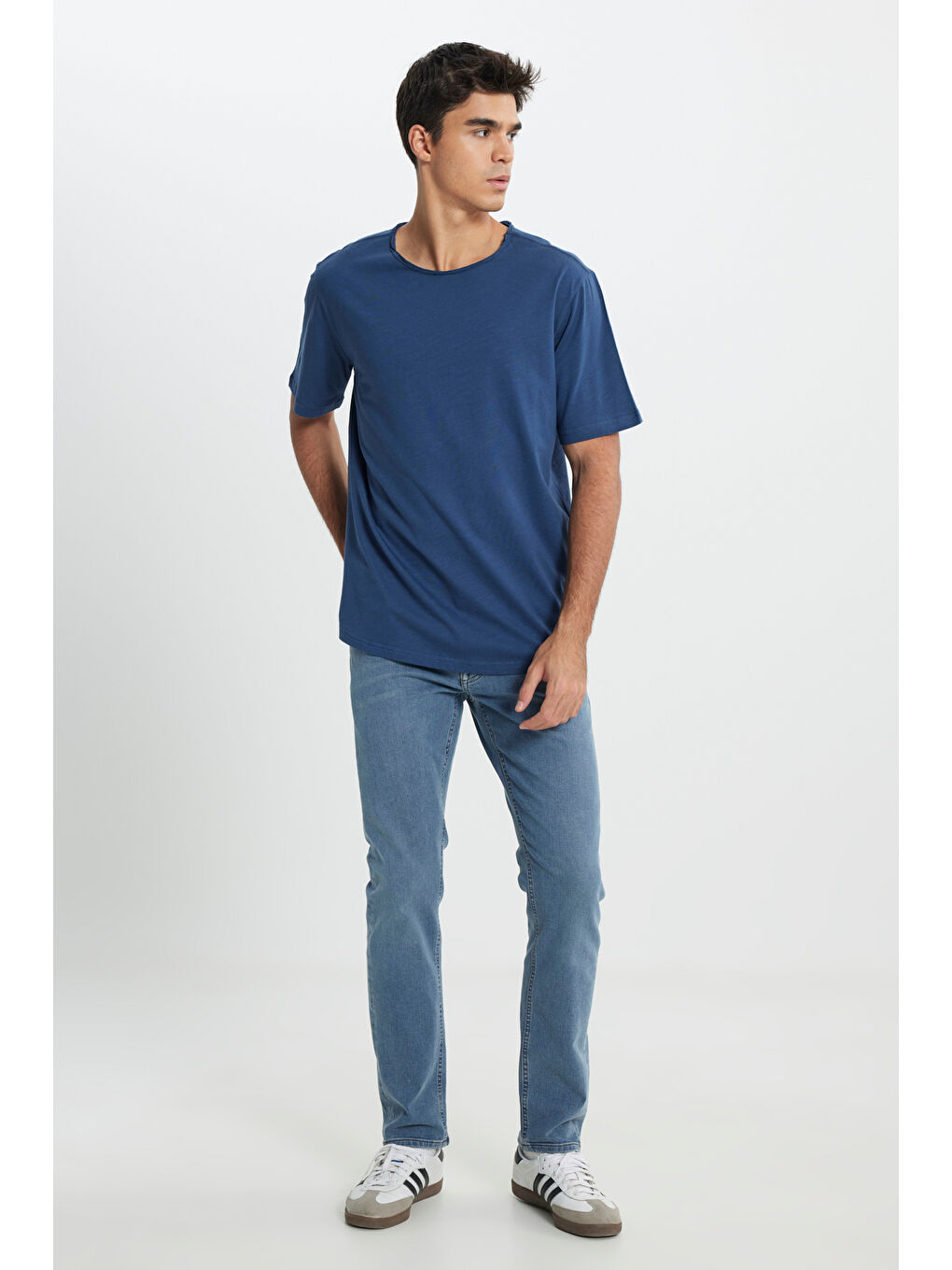 İndigo Regular Fit Bisiklet Yaka %100 Pamuk Lacivert Tişört-2