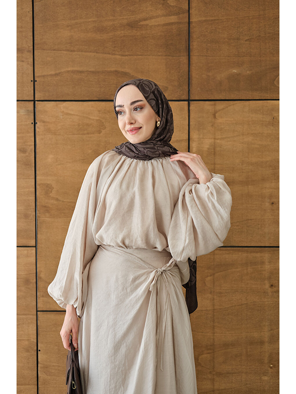 Ekru Kadın Tül Detay Pelerinli Etekli Takım Krem-1