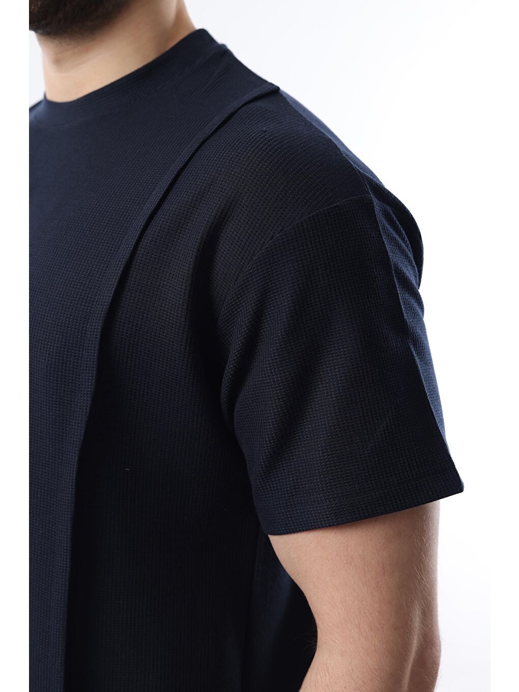 Lacivert Önü Pileli Overfit Erkek Takım E7304-3