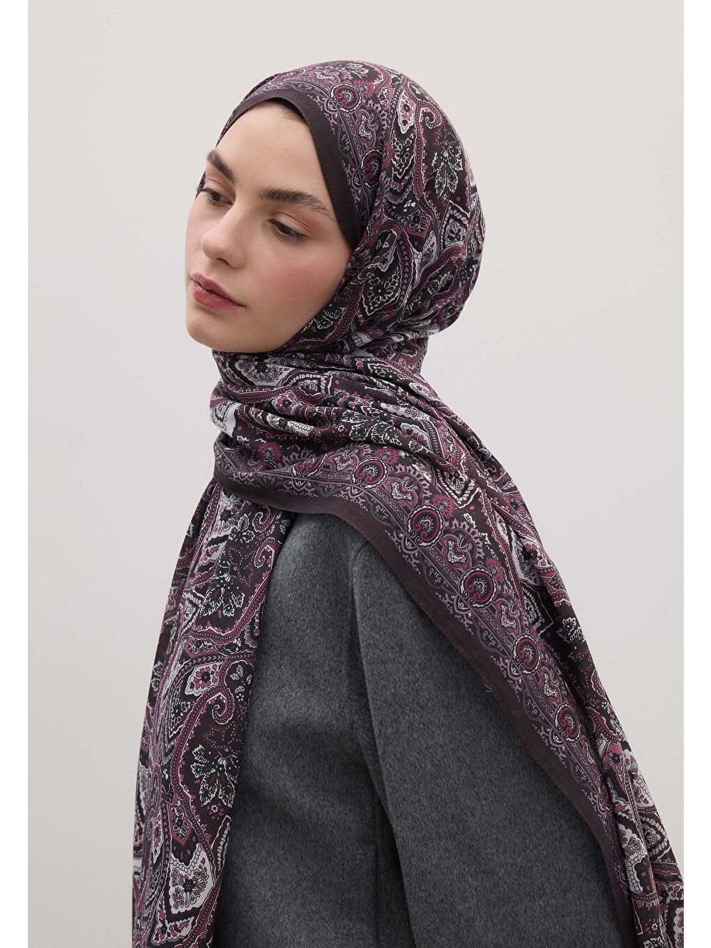 Kırmızı Vıntage Echo Desen Şal Erik Çürüğü-2