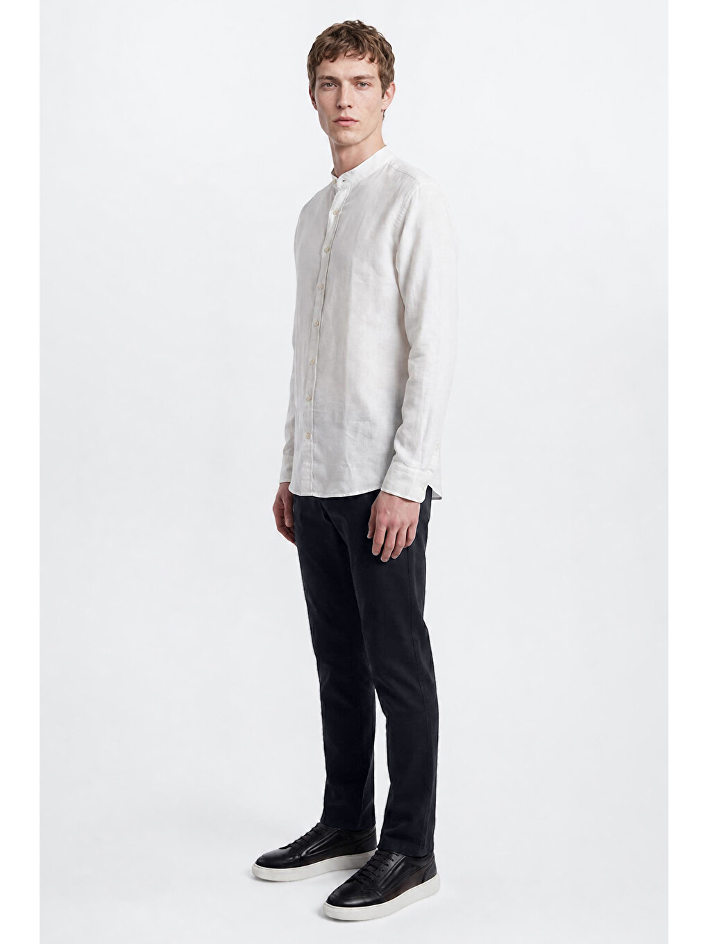 Erkek Lacivert Pamuklu Slim Fit Dar Kesim Diagonal Desenli Yan Cepli Casual Pantolon-3