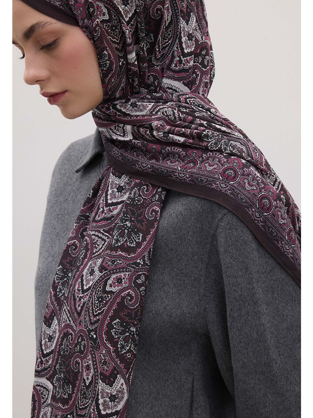 Kırmızı Vıntage Echo Desen Şal Erik Çürüğü-3