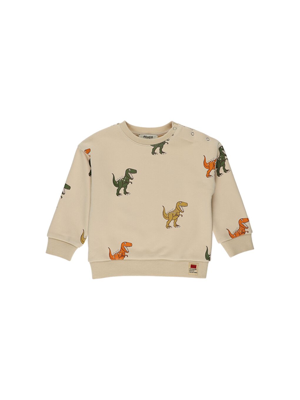 Panço Bej Erkek Çocuk  Dinozor Baskılı Sweatshirt - 2