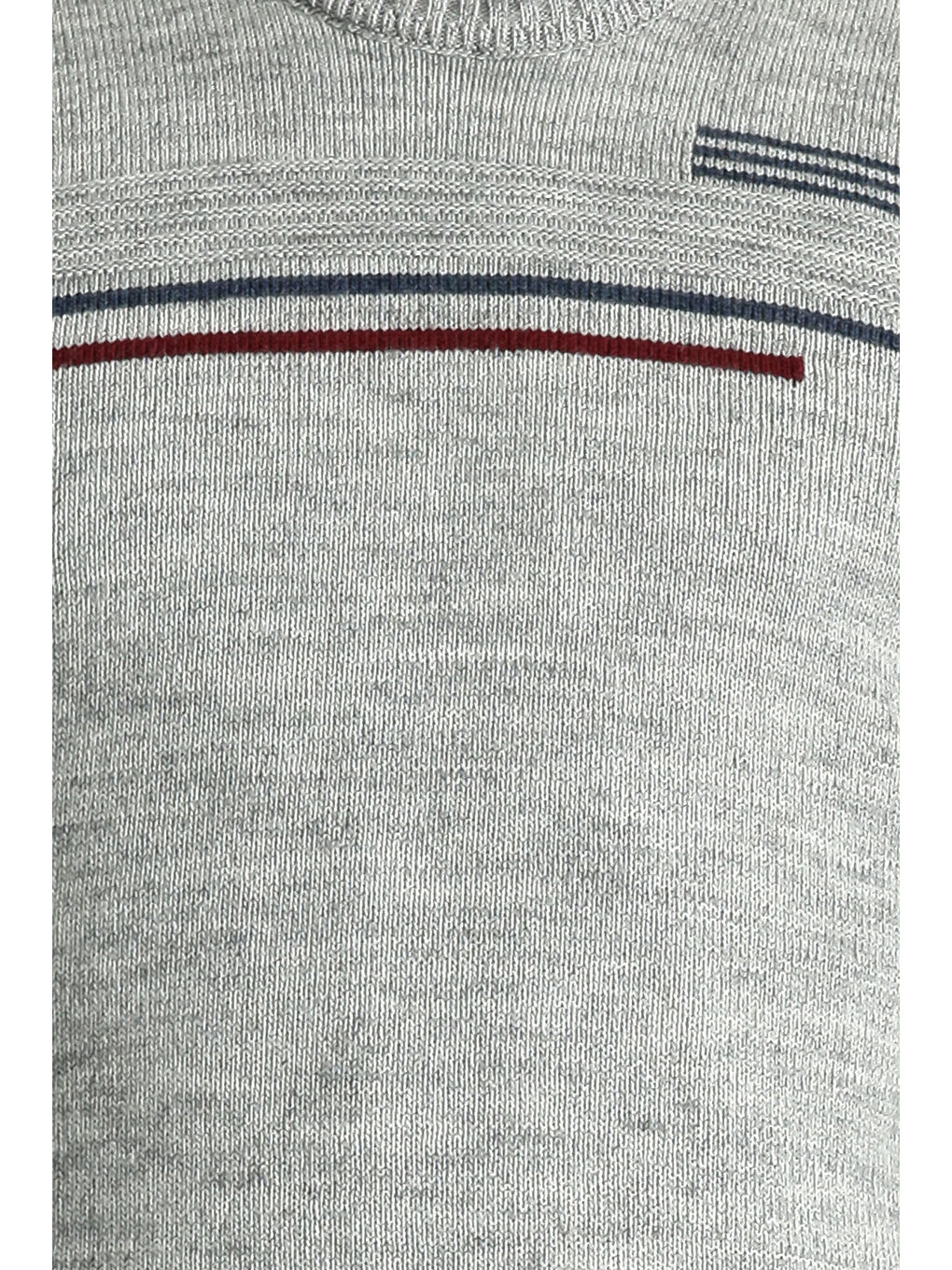 Gri Bisiklet Yaka Regular Fit Desenli Triko Büyük Beden Kazak-4