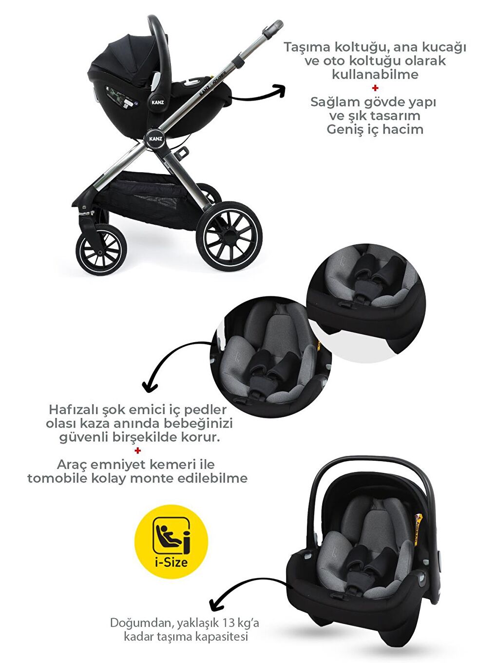 Explorer Travel Sistem Bebek Arabası - Siyah-2