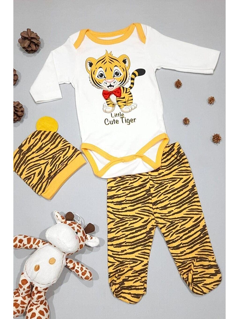 Bebek Sarı Kaplan Zıbın Takımı 3 Lü