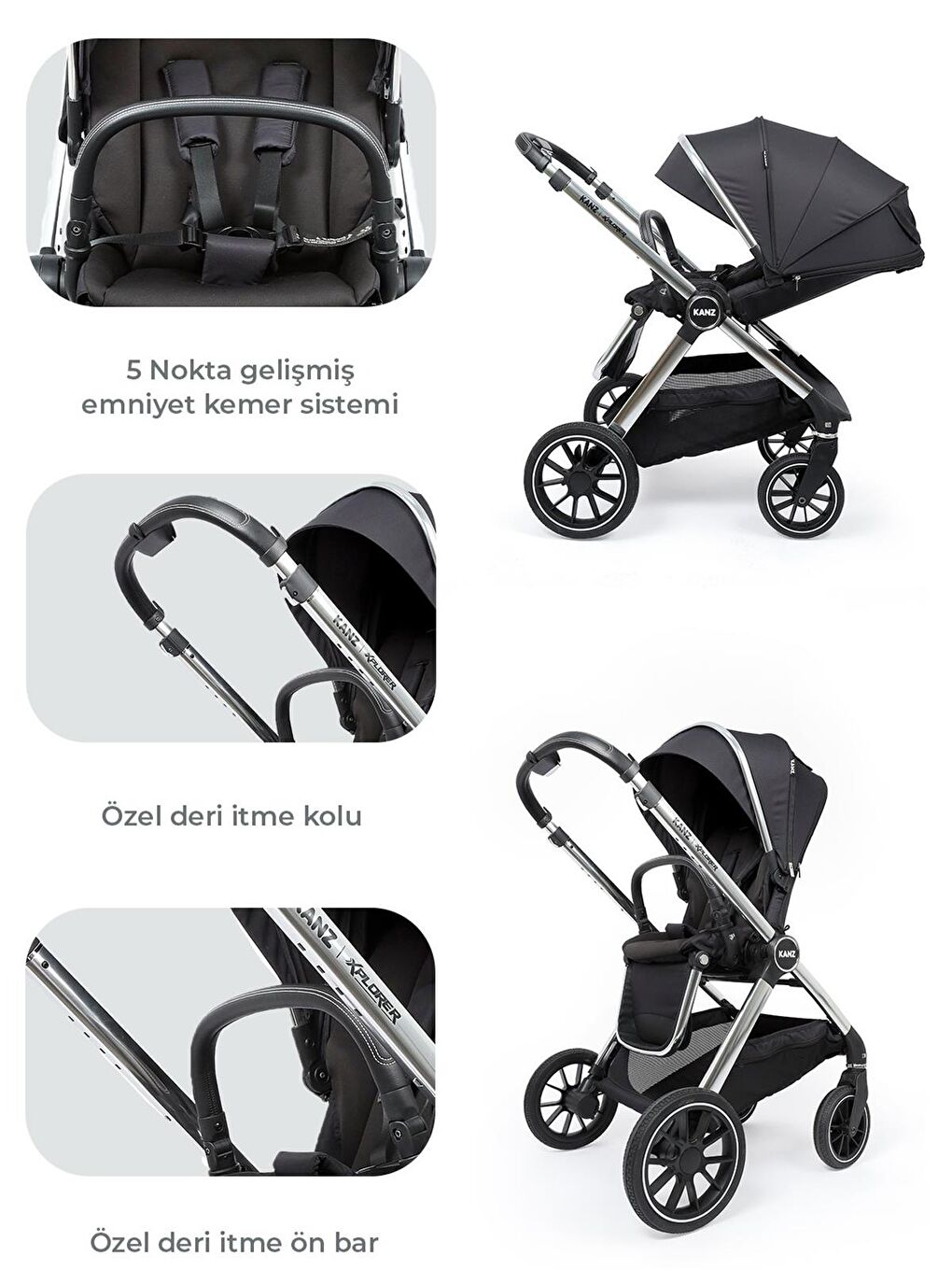 Explorer Travel Sistem Bebek Arabası - Siyah-5