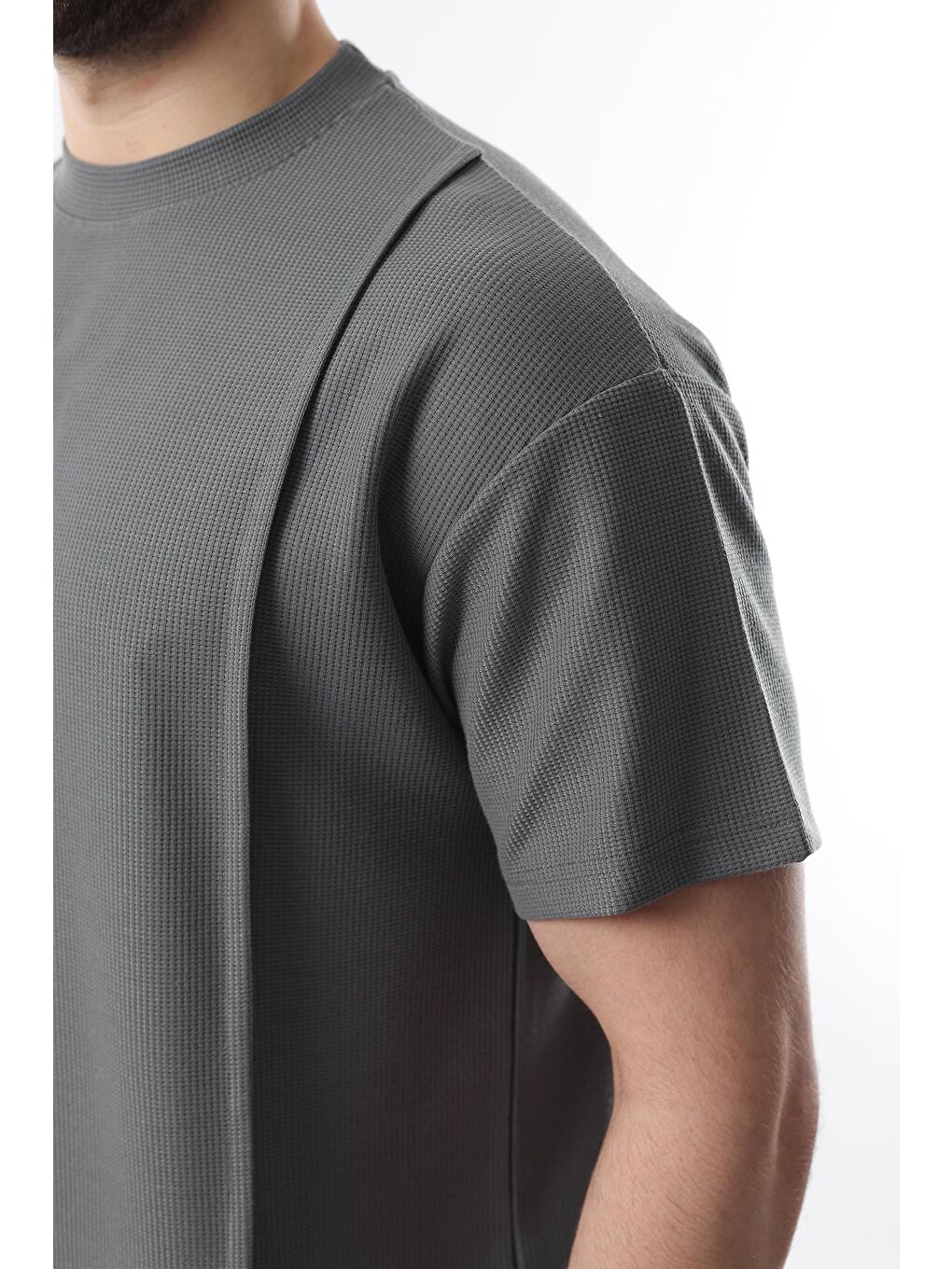 Gri Füme Önü Pileli Overfit Erkek Takım E7304-4