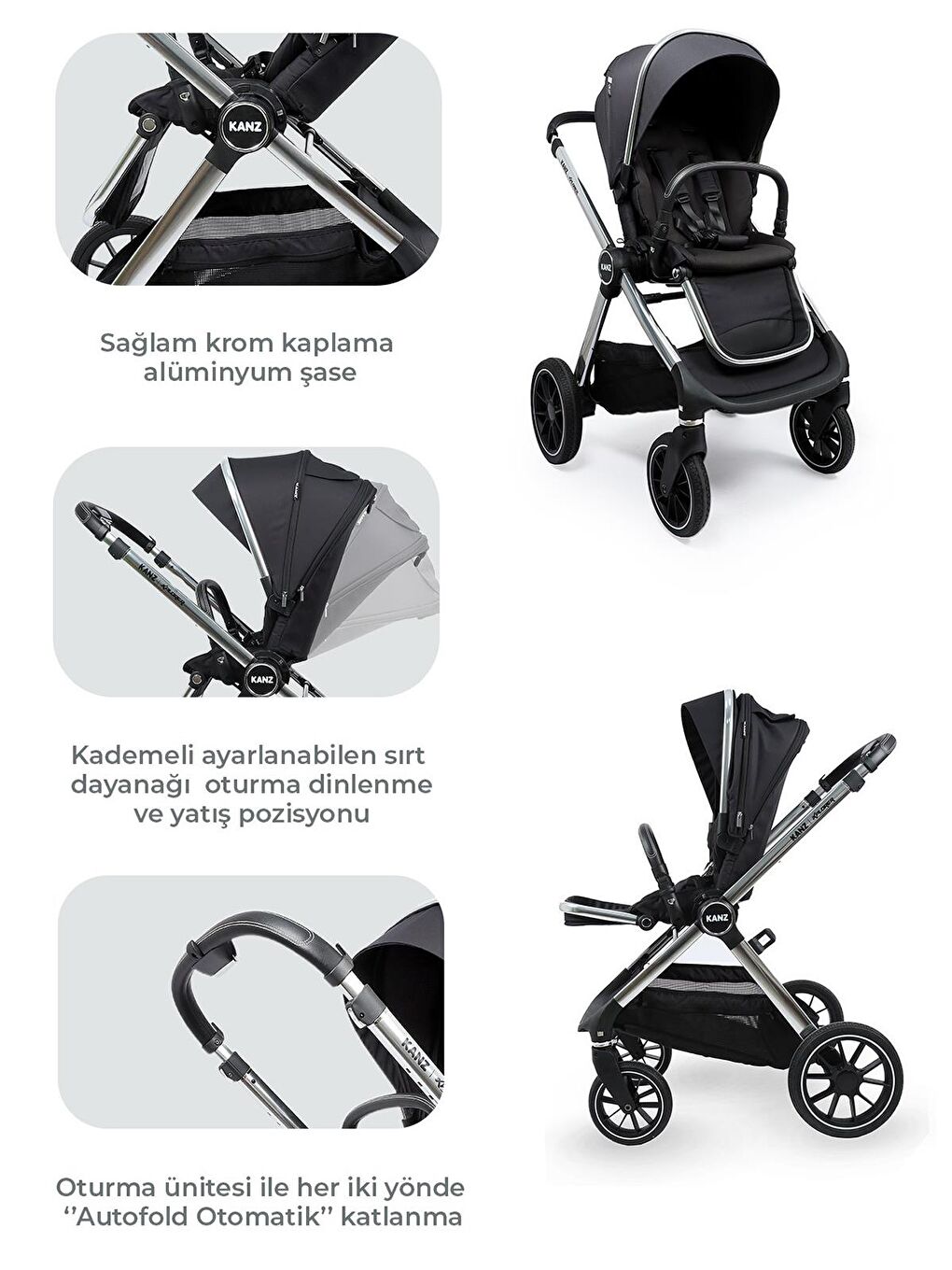 Explorer Travel Sistem Bebek Arabası - Siyah-6