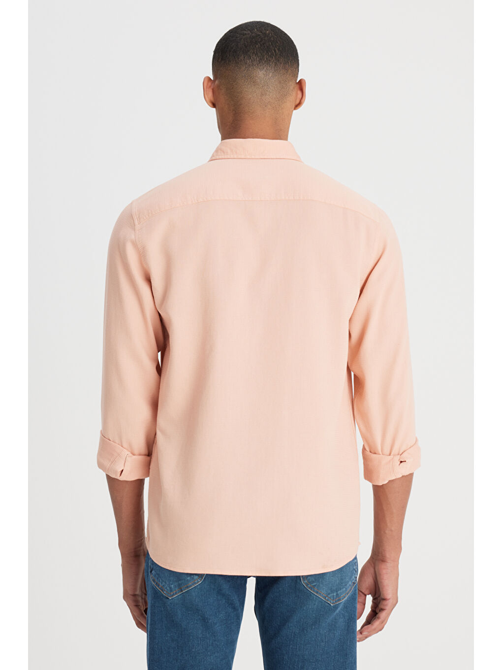 Regular Fit %100 Pamuk Açık Pembe Gömlek-4