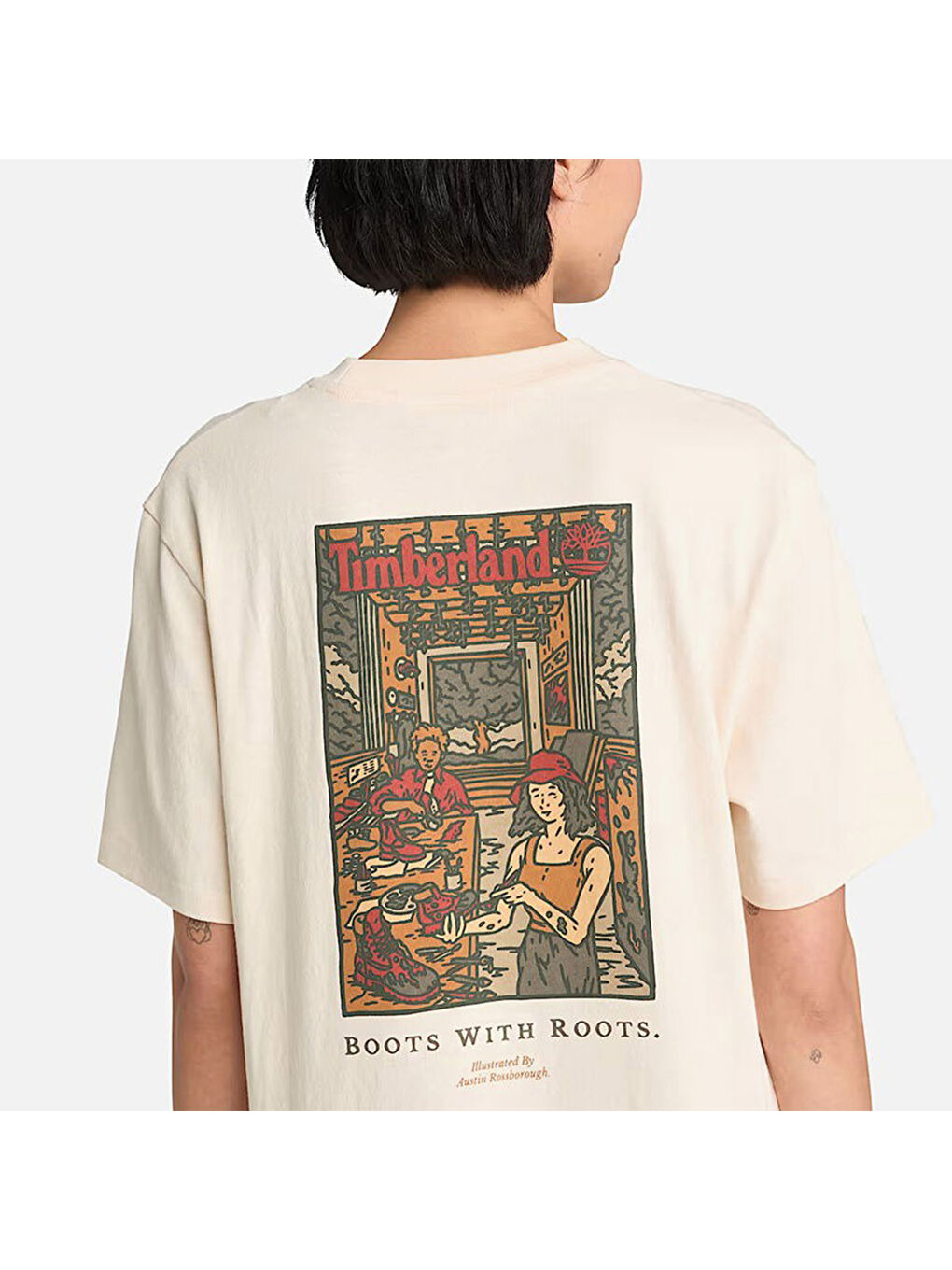 Washed Boot Lab Back Graphic Erkek Sarı Yuvarlak Yaka Tişört-1