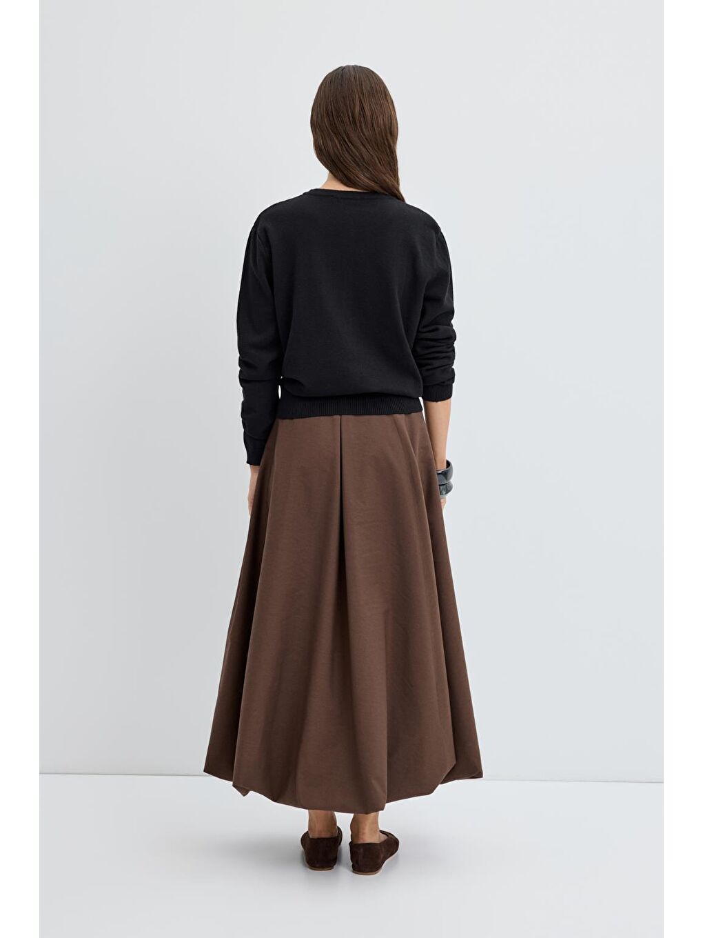 Yuvarlak Yaka Düğmeli Triko Hırka Siyah-4