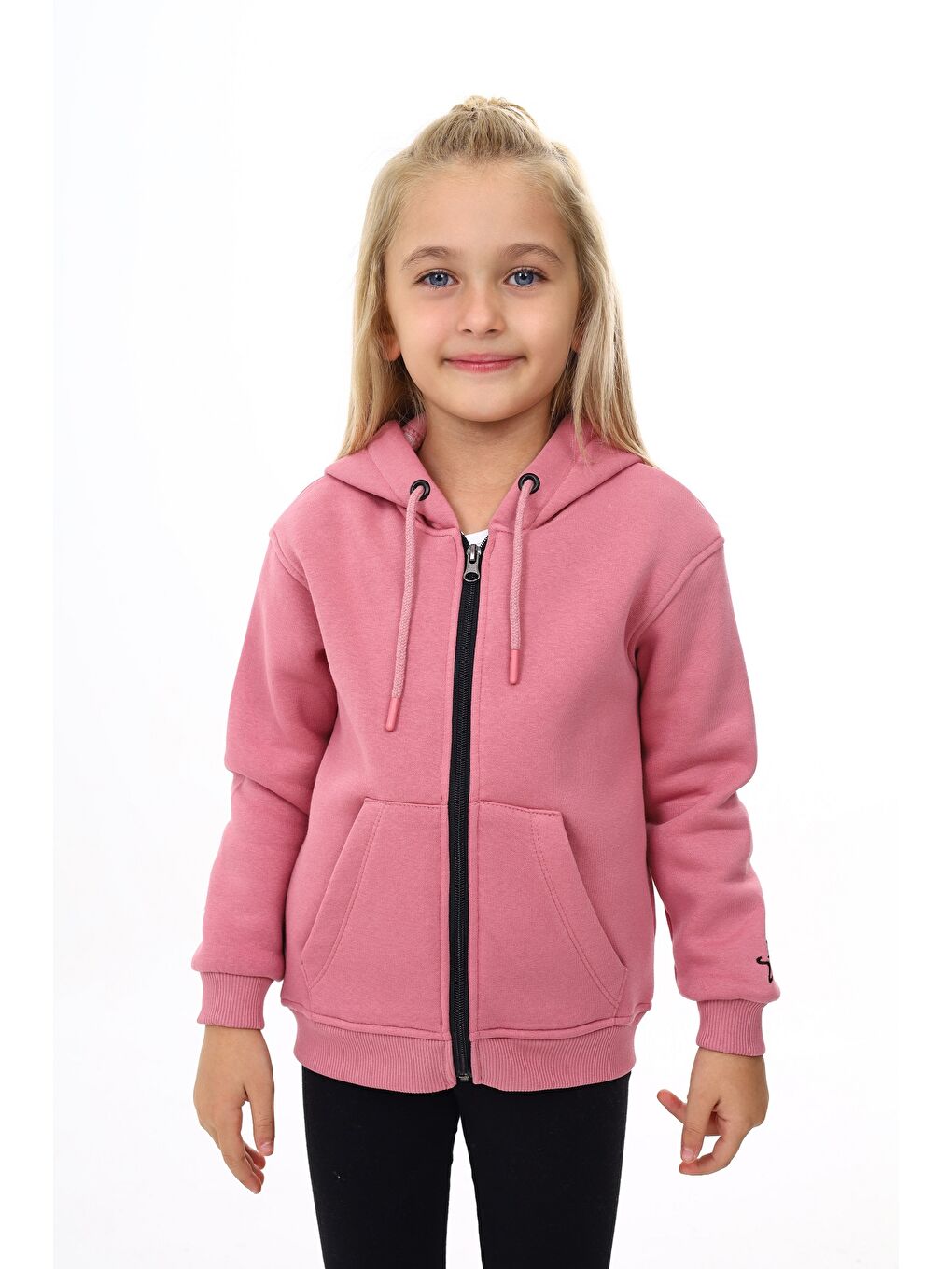 Toontoykids Pembe Kız Çocuk Nakışlı Fermuarlı Sweatshirt