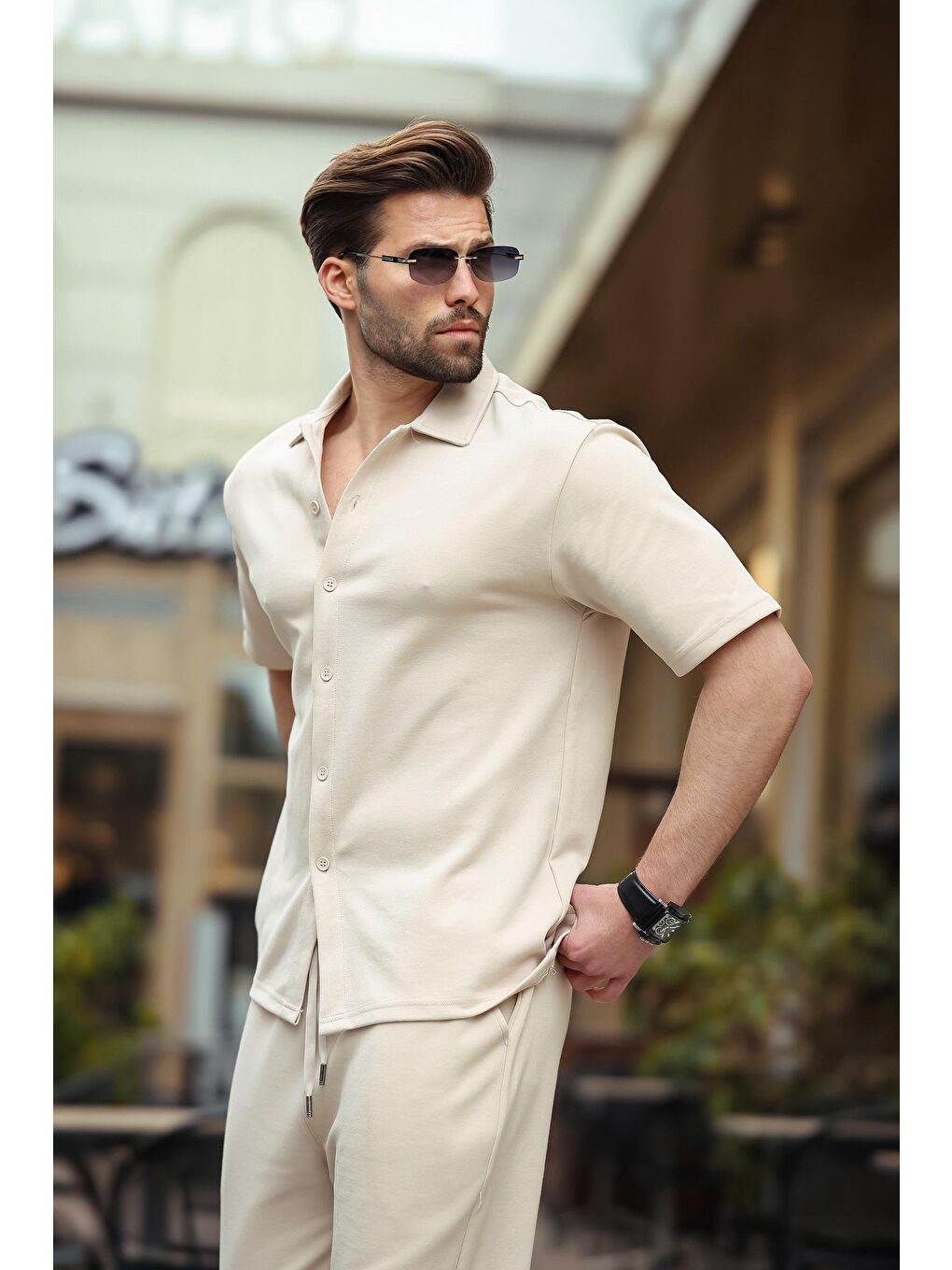 Bej Basic Erkek İkili Takım E7313-2