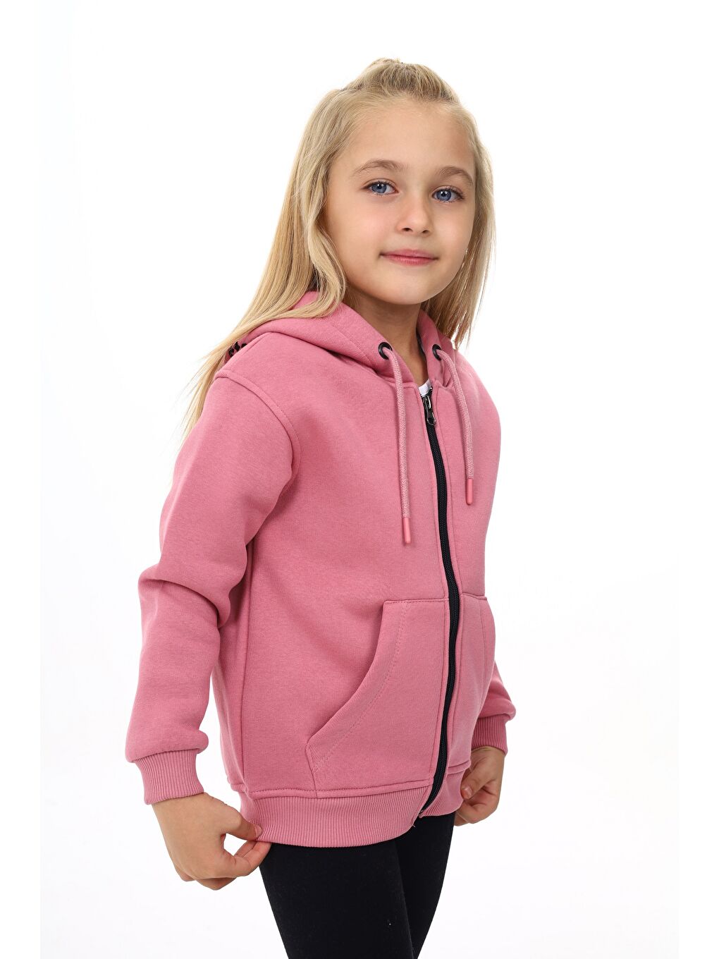 Toontoykids Pembe Kız Çocuk Nakışlı Fermuarlı Sweatshirt - 2