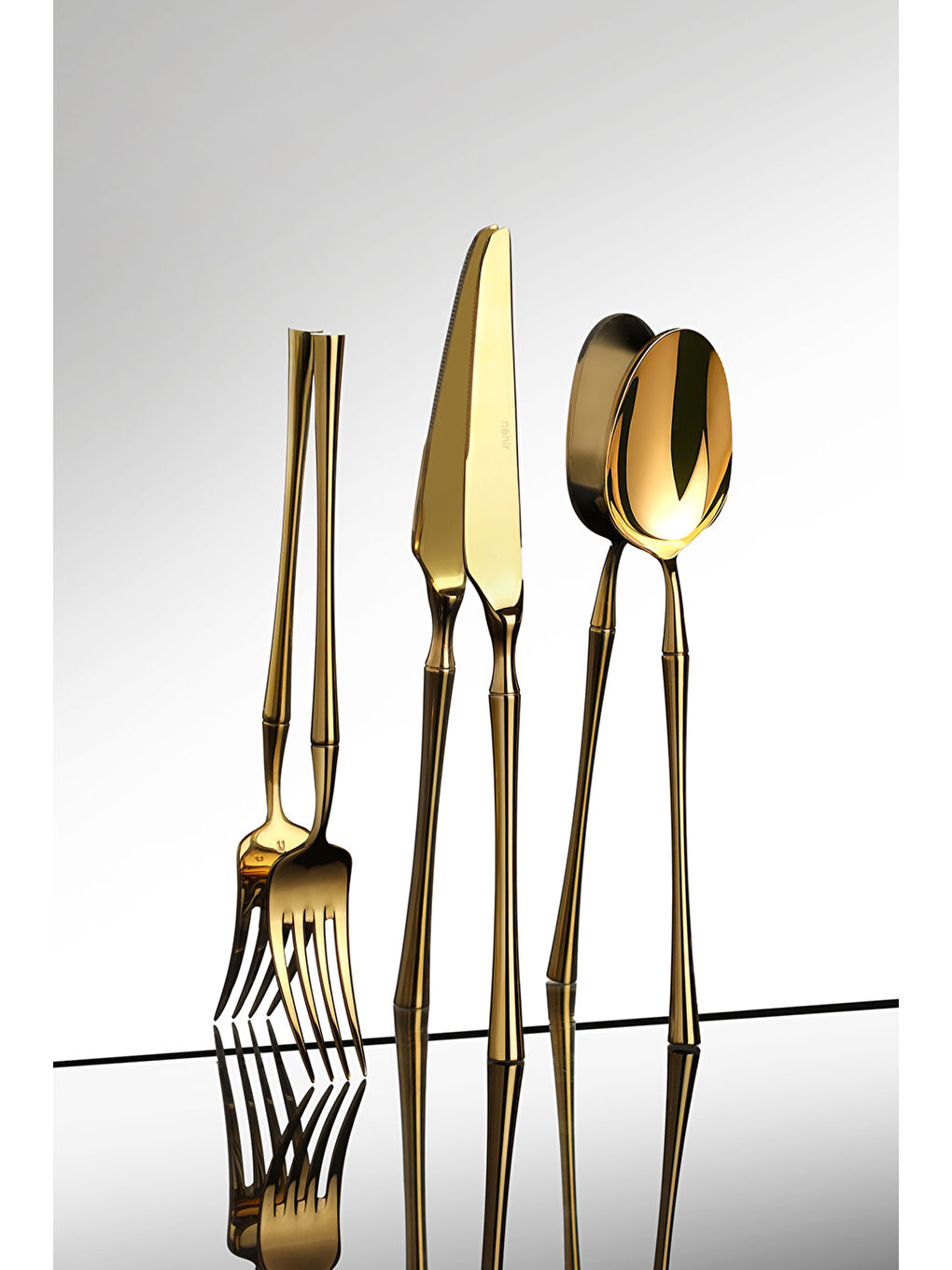 Sarı Marbella Full Altın 12 Kişilik 84 Parça Deri Kutulu Çatal Kaşık Bıçak Takımı-4