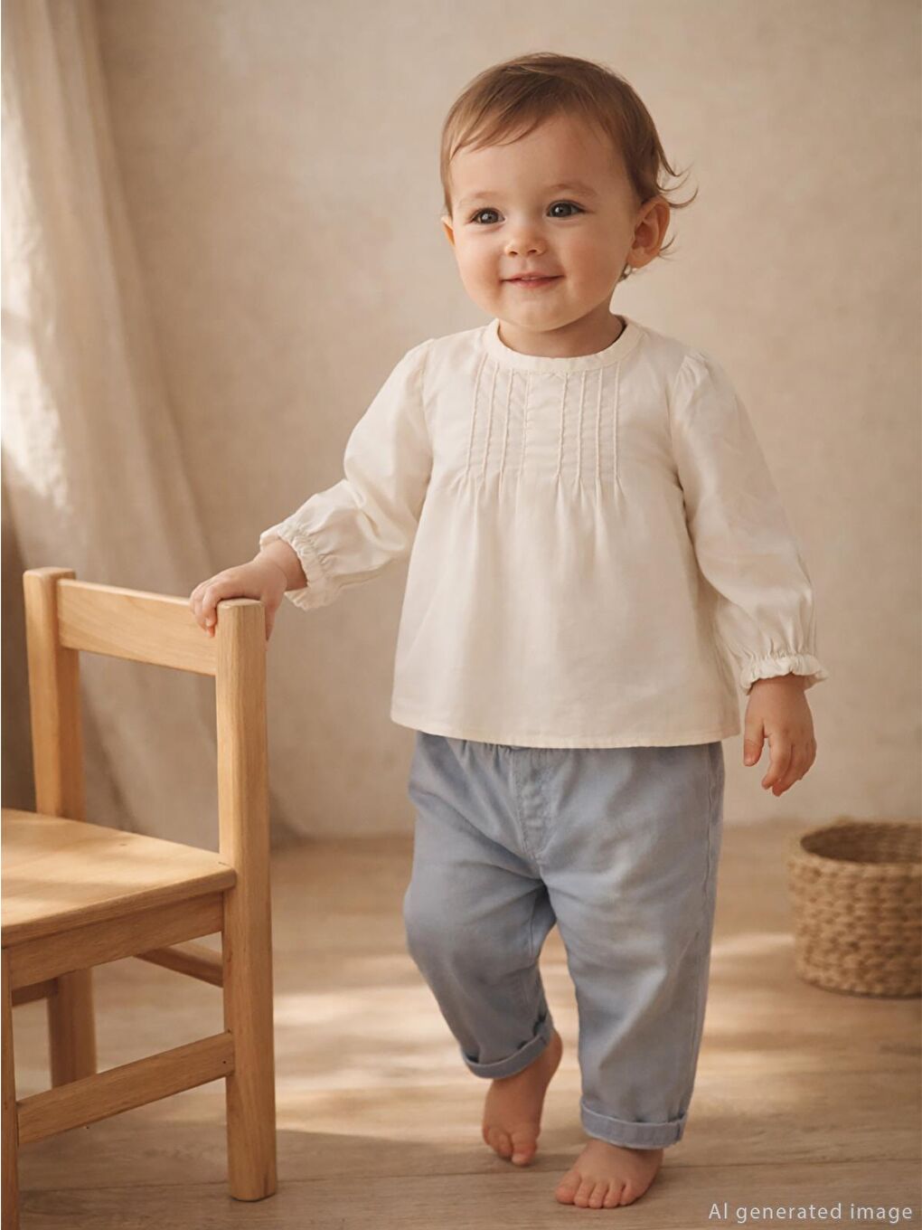 Baby Erkek Bebek İnce Jean 6-18 Ay Pantolon - Mavi-1